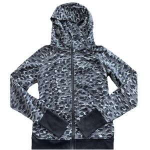 Lululemon Scuba Hoodie Size 4 Cheetah Leopard Black Gray Full Zip Jacket